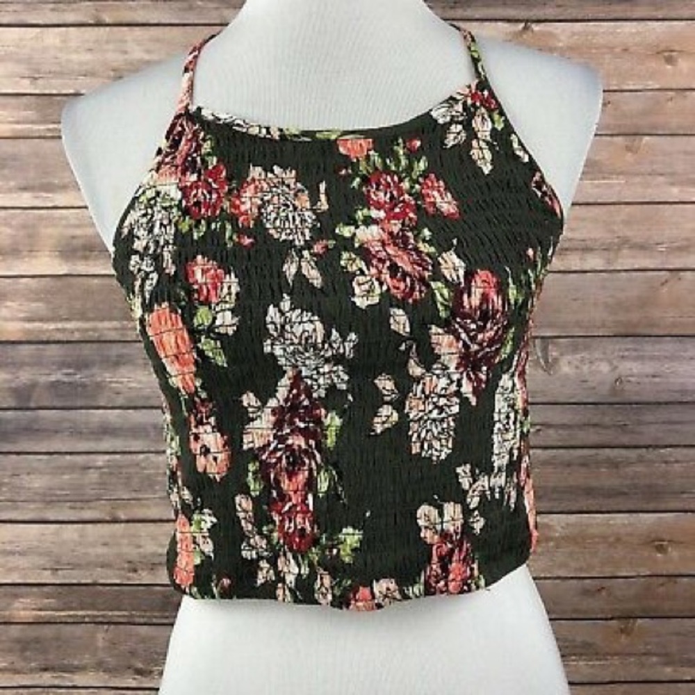floral high neck crop top